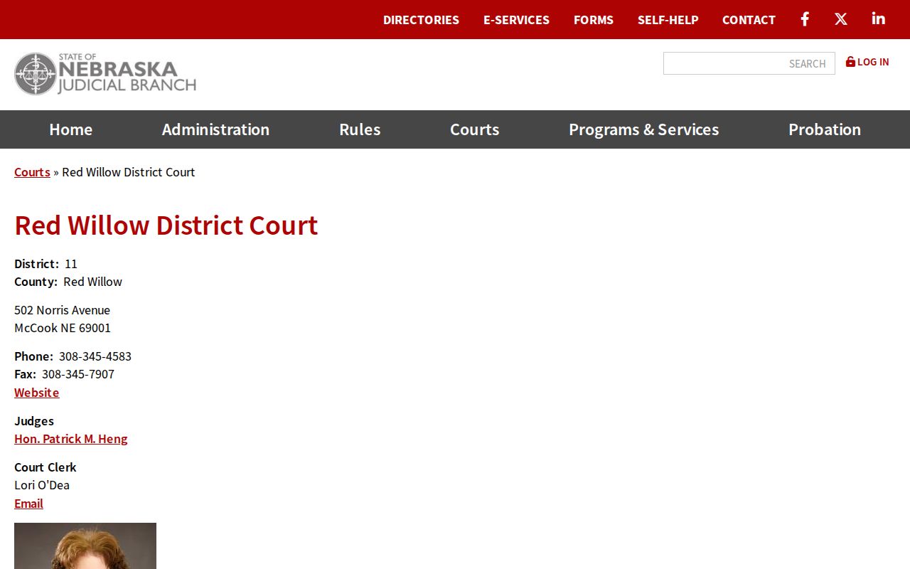 Red Willow County arrest warrant records and District Court contact