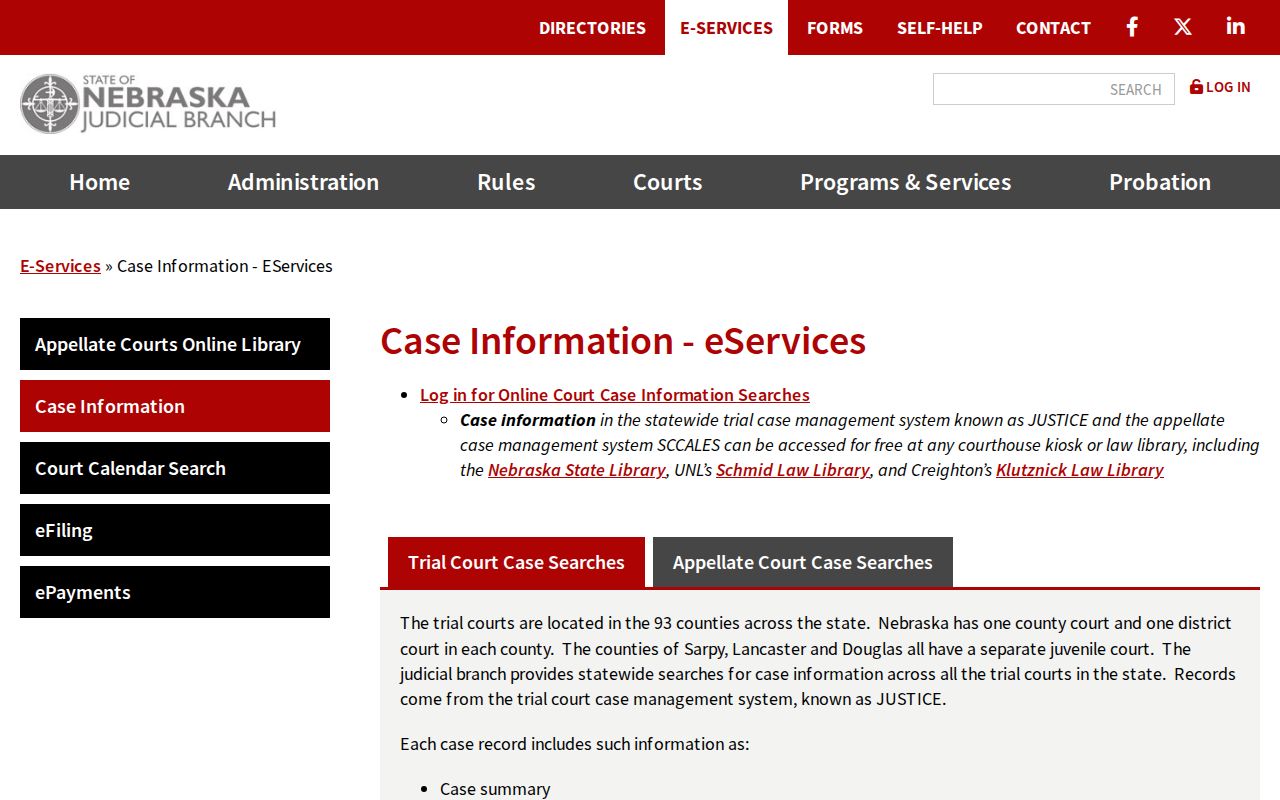 Red Willow County warrant search and statewide JUSTICE options