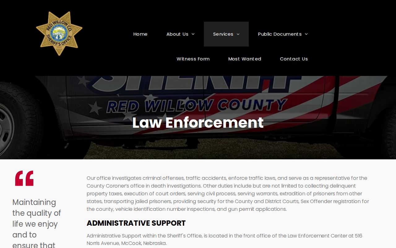 Red Willow County warrant search and Sheriff records desk