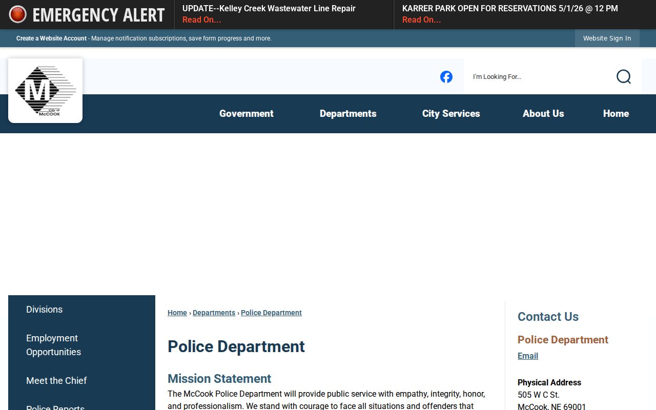 McCook warrant records and McCook Police Department source